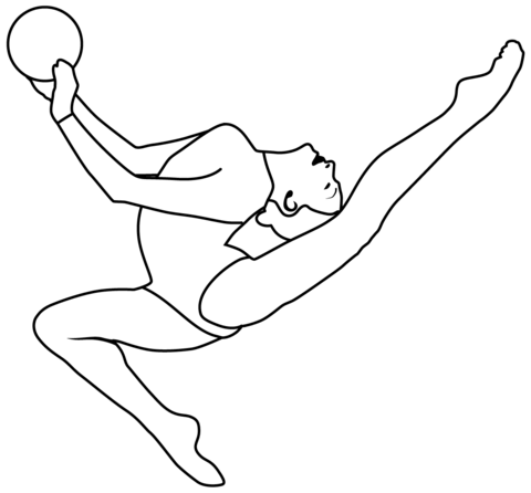 Gymnast with a ball coloring page free printable coloring pages