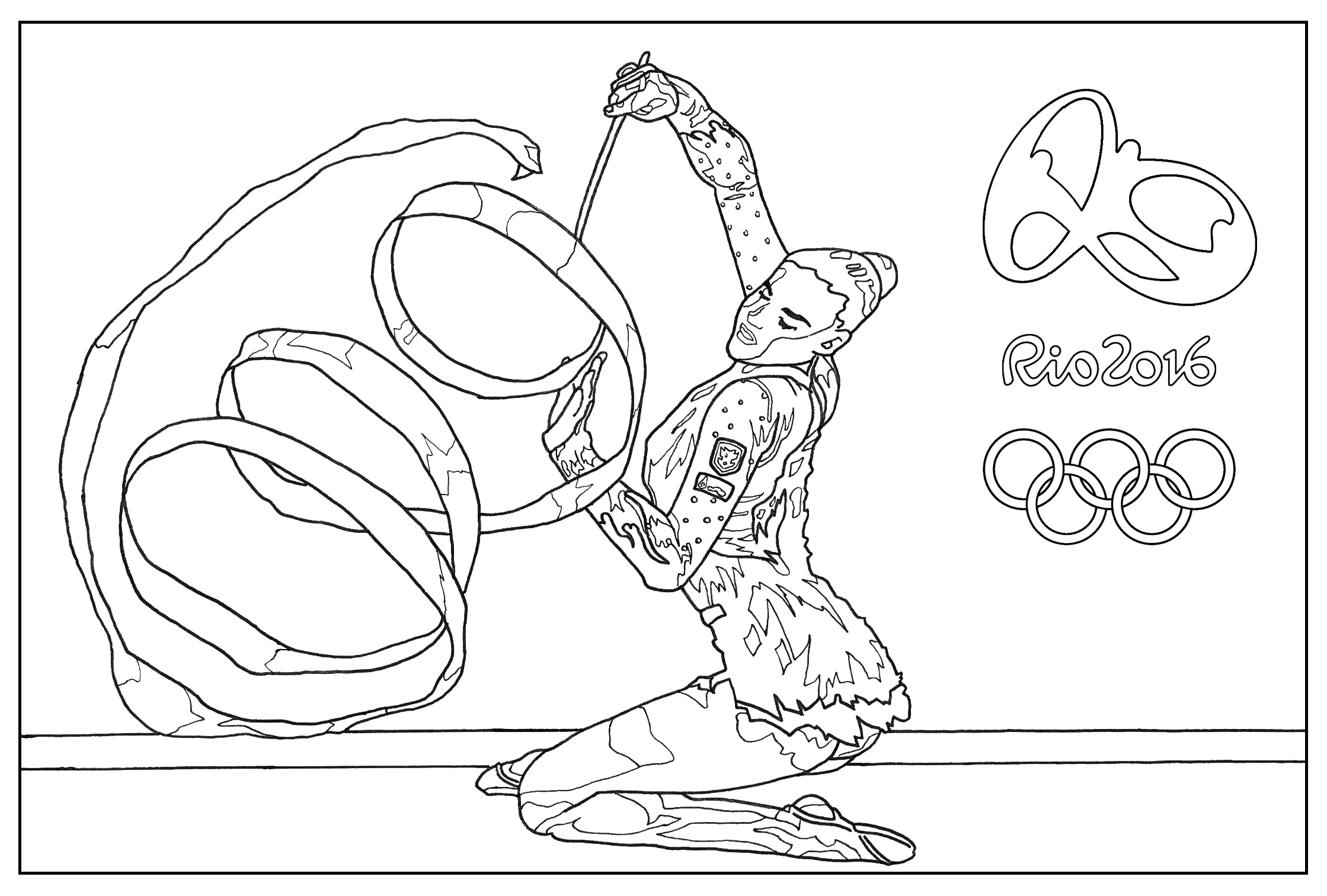 Colouring rio olympic games rhythmic gymnastics