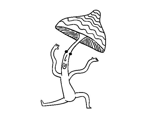 Mushroom doing gymnastics coloring page