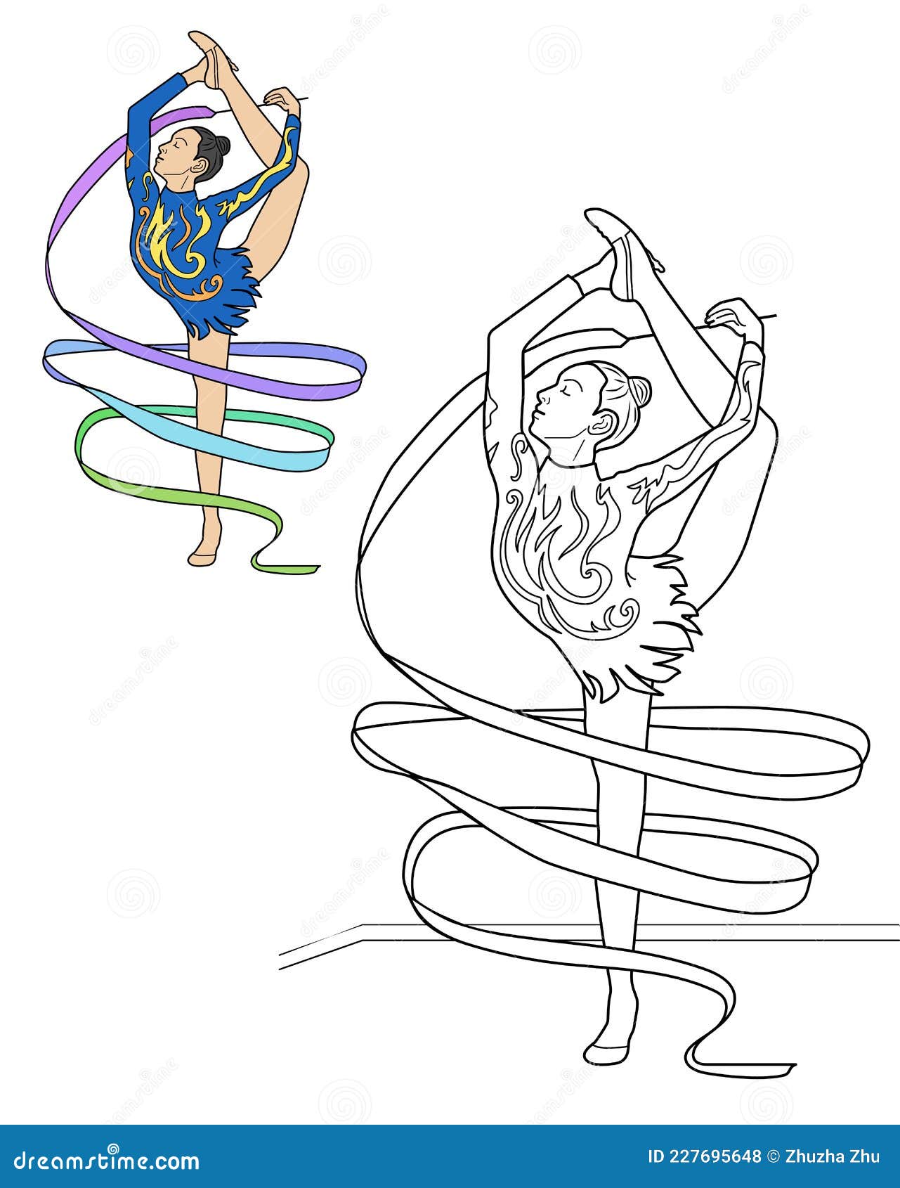 Gymnastics coloring page stock illustrations â gymnastics coloring page stock illustrations vectors clipart