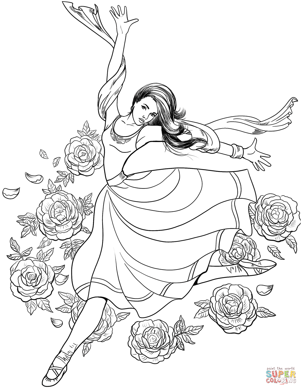 Gymnast woman dancing coloring page free printable coloring pages