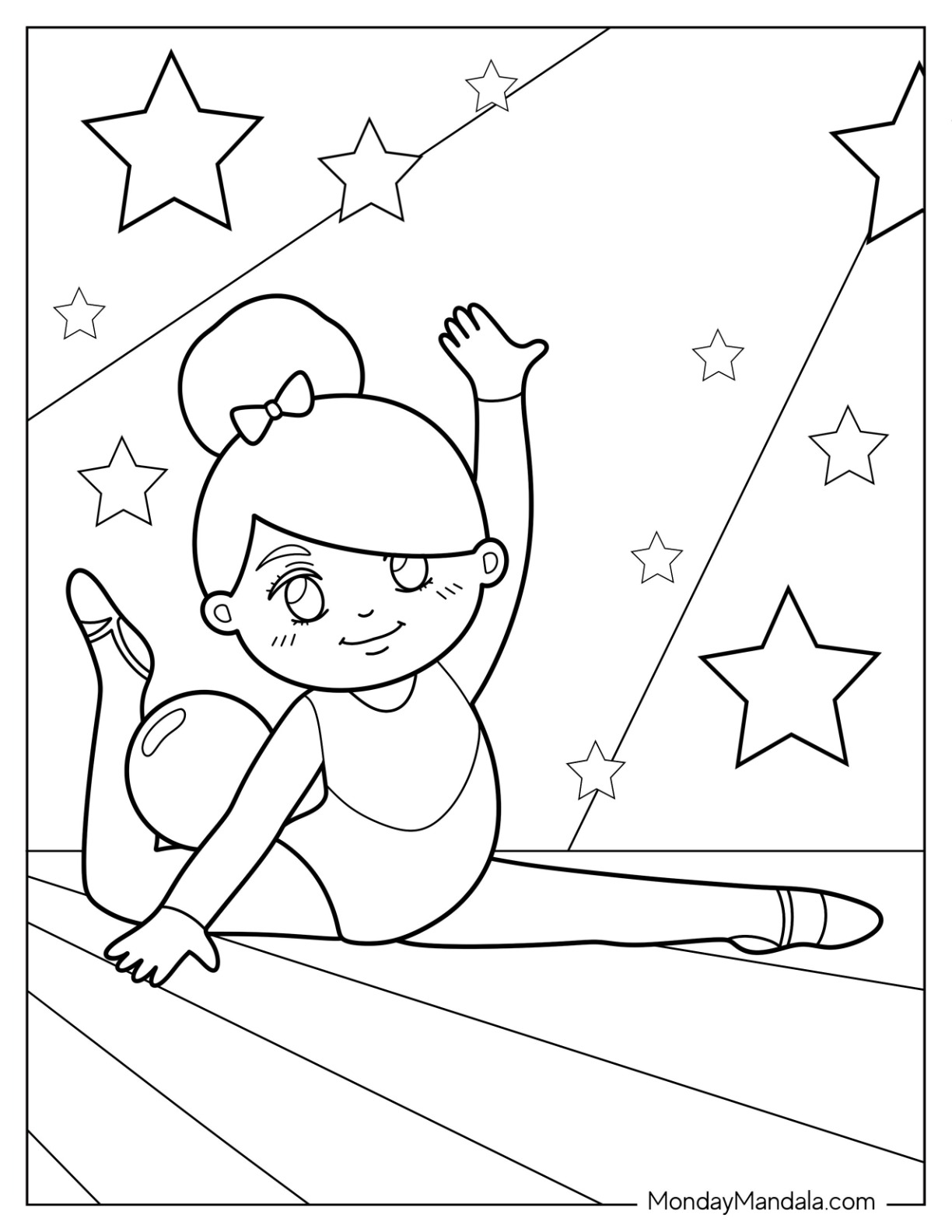 Gymnastics coloring pages free pdf printables