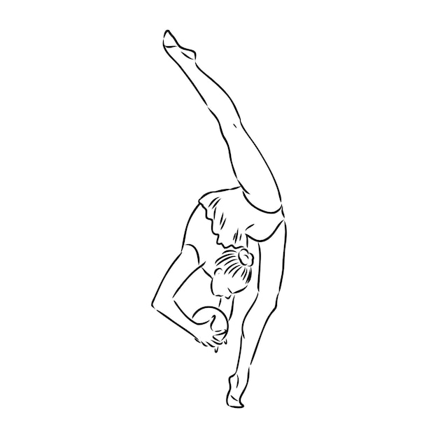 Premium vector rhythmic gymnastics beautiful gymnast the woman is slim and young vector illustration