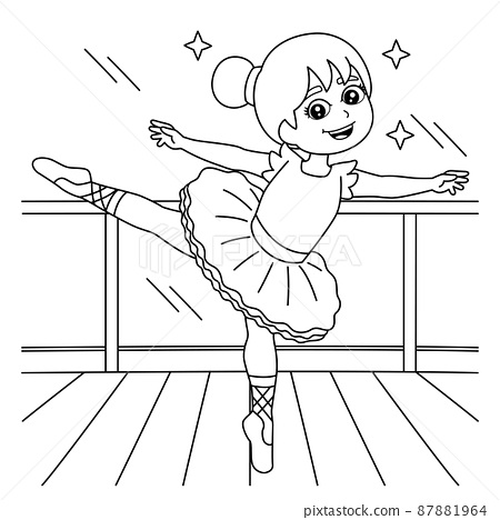 Dancing ballerina girl coloring page for kids