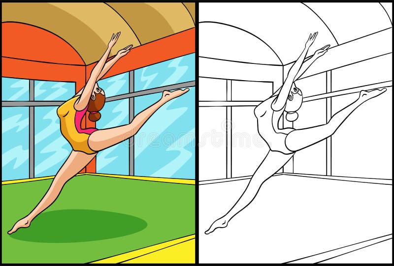 Gymnastics coloring page stock illustrations â gymnastics coloring page stock illustrations vectors clipart