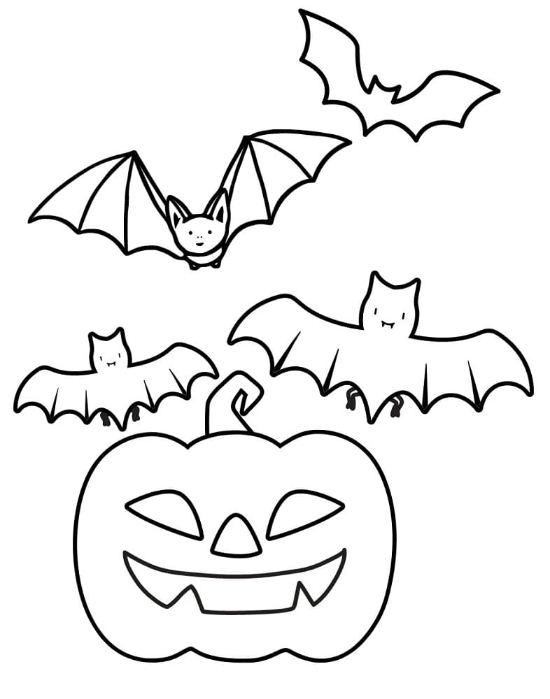 Simple halloween bats coloring page