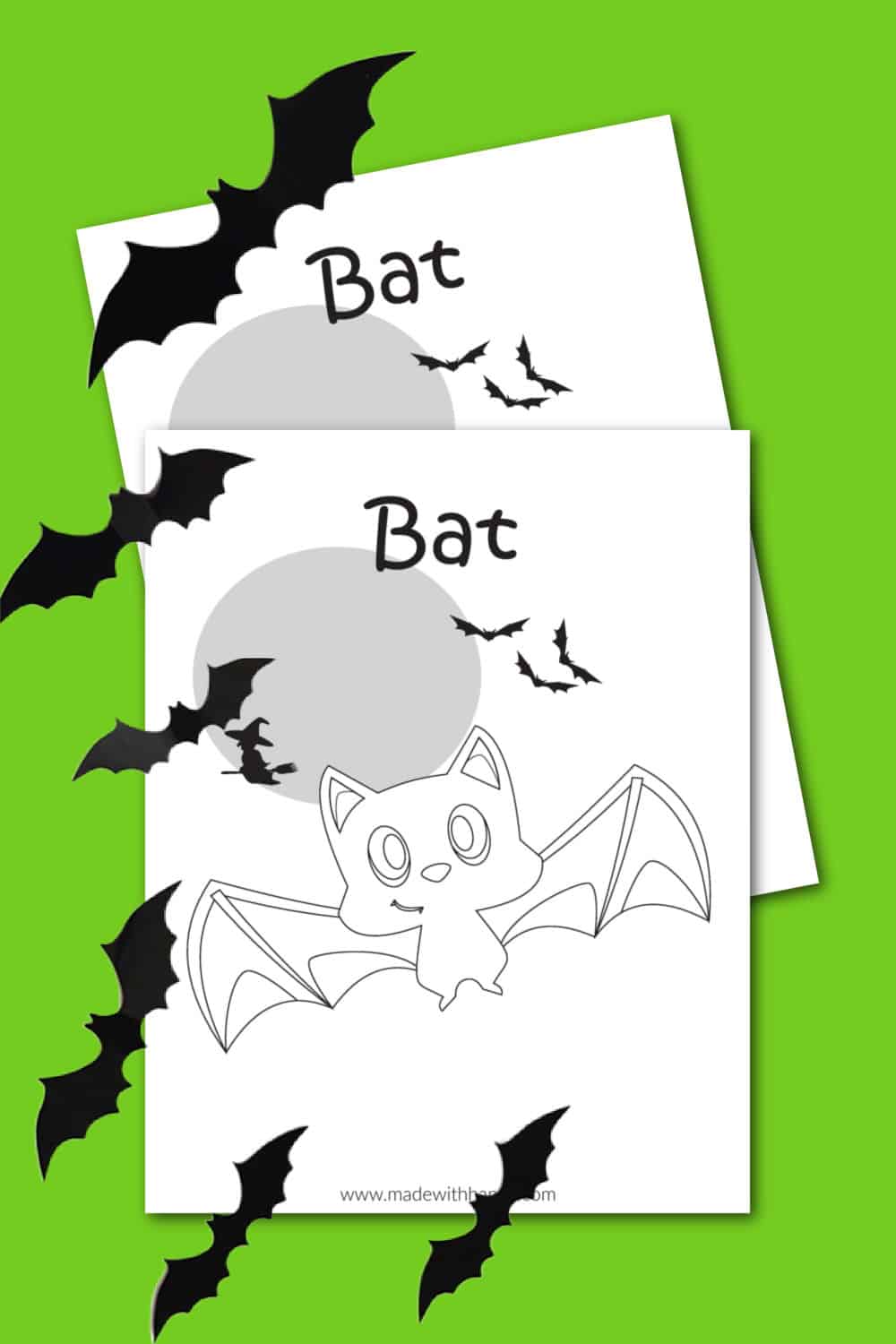 Free printable halloween bat coloring page