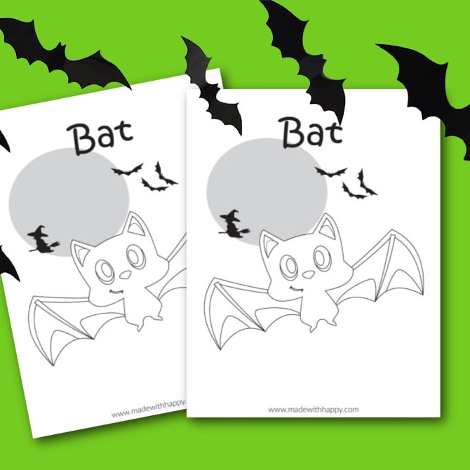 Free printable halloween bat coloring page