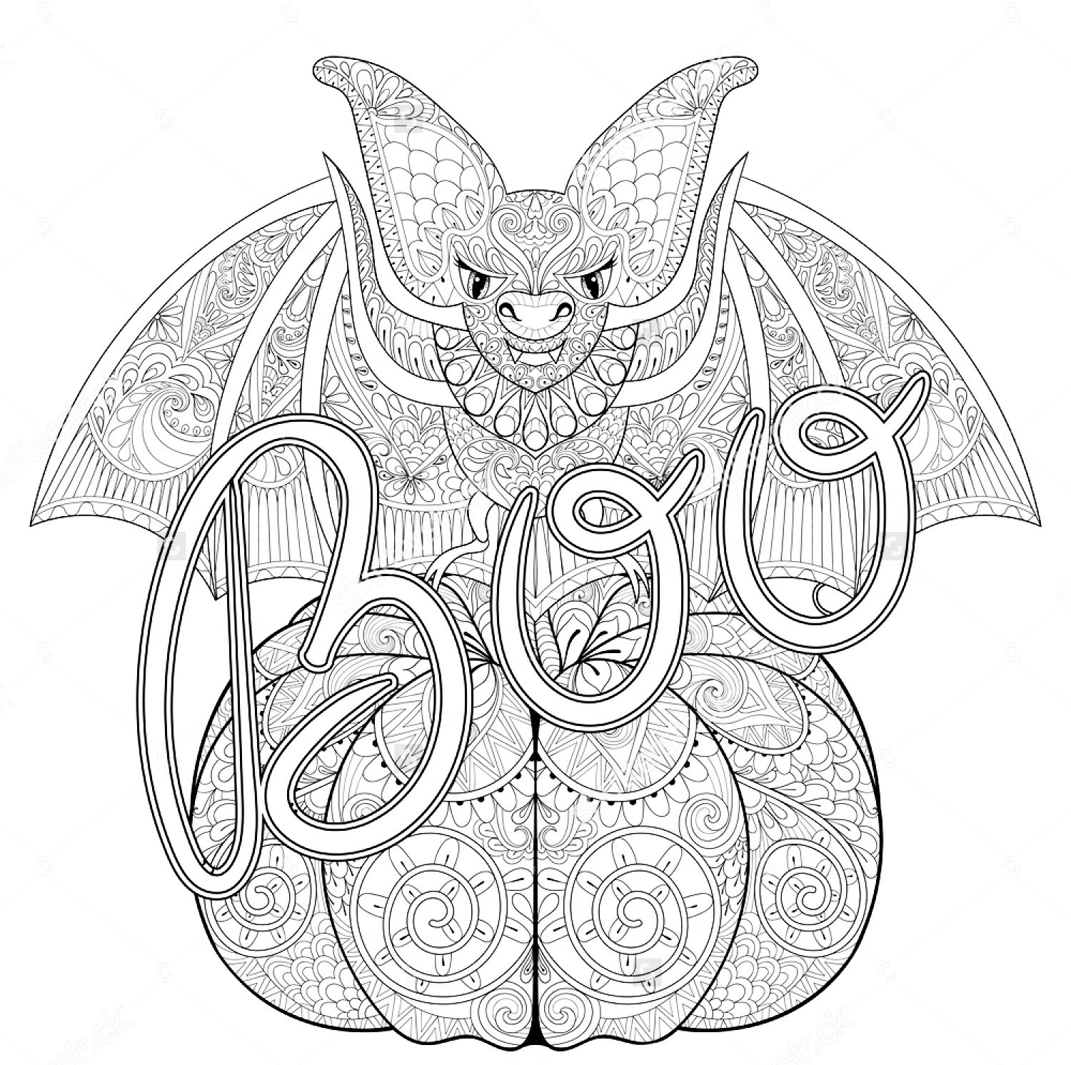 Halloween zentangle bat