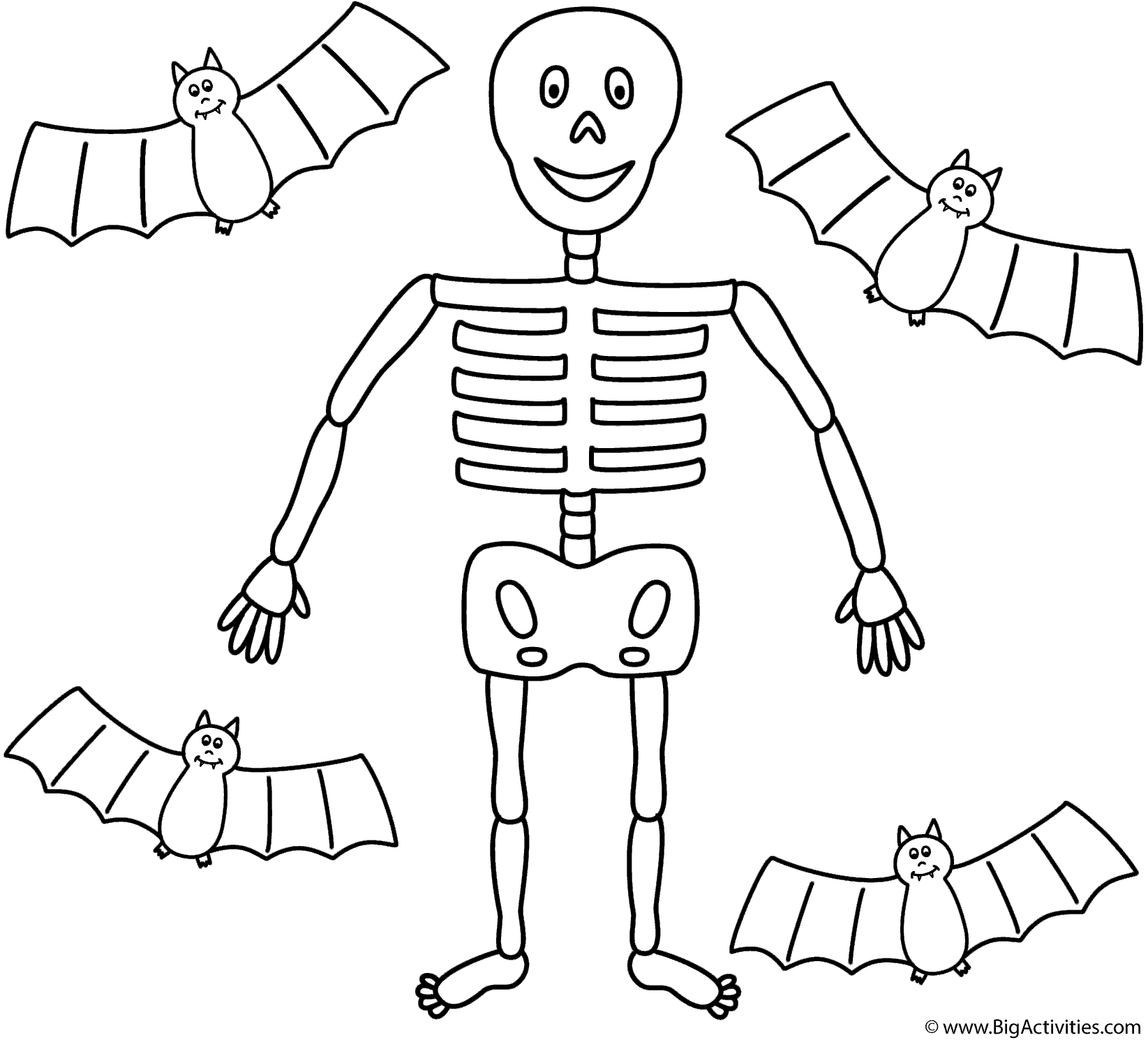 Skeleton with four bats