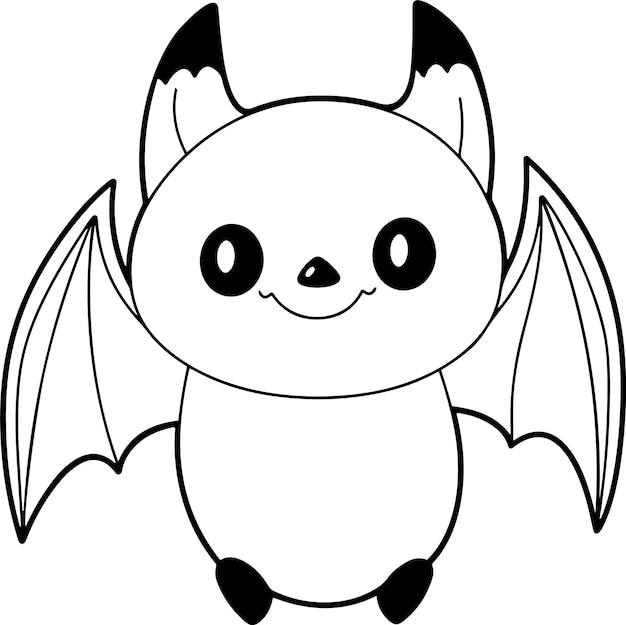 Premium vector bat vector illustration black and white halloween bat coloring book or page for children