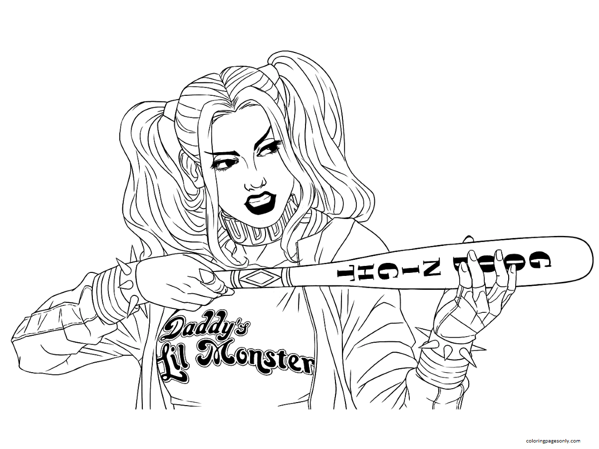 Harley quinn coloring pages printable for free download