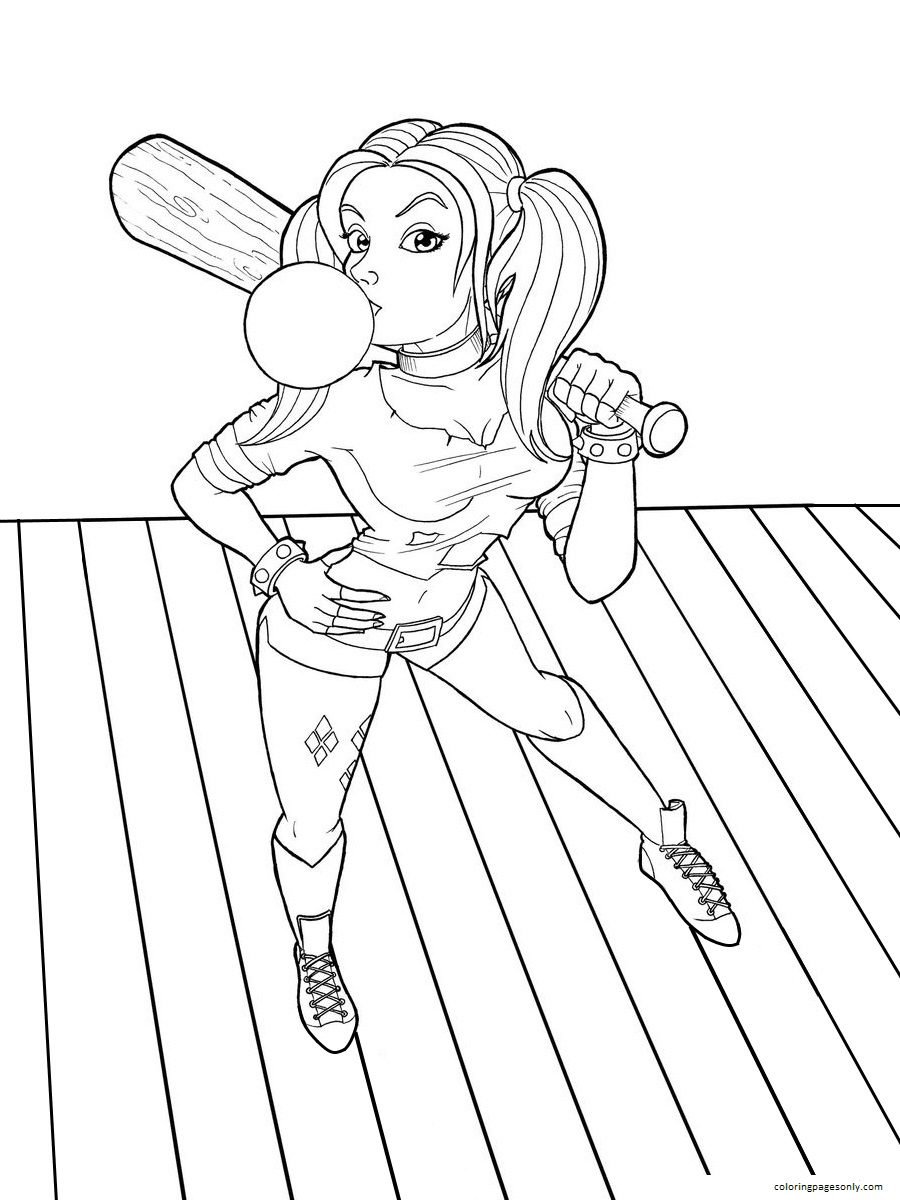 Harley quinn coloring pages printable for free download