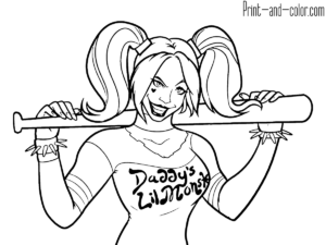 Harley quinn coloring pages print and color