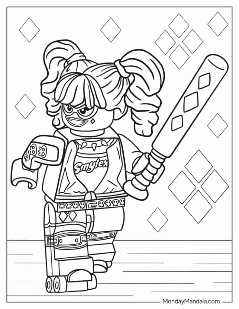 Harley quinn coloring pages free pdf printables