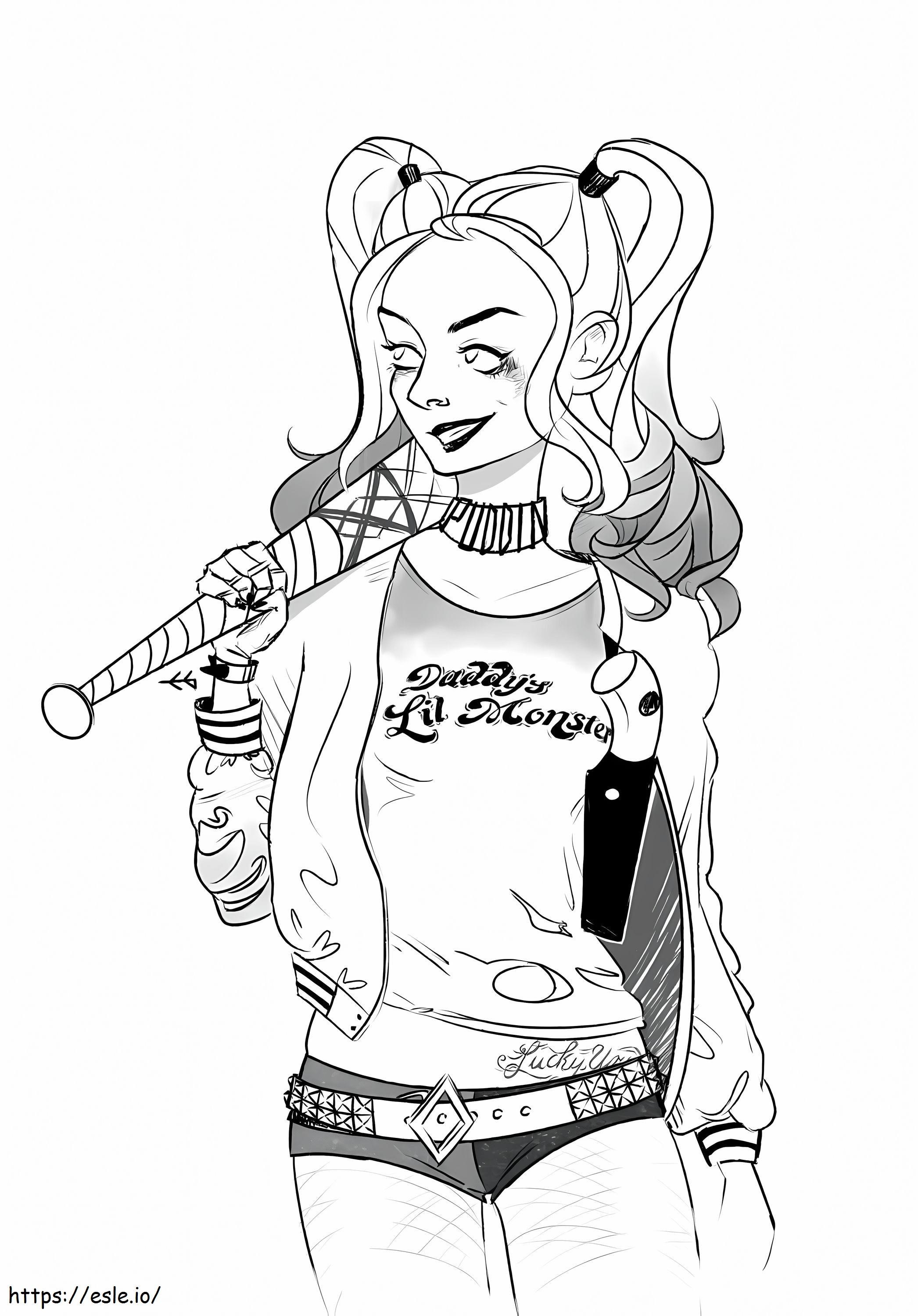 Harley quinn simple coloring page