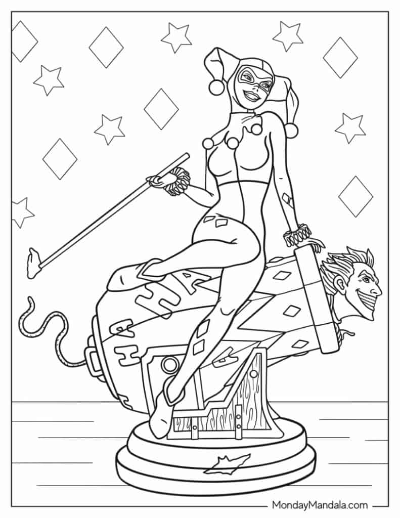 Harley quinn coloring pages free pdf printables