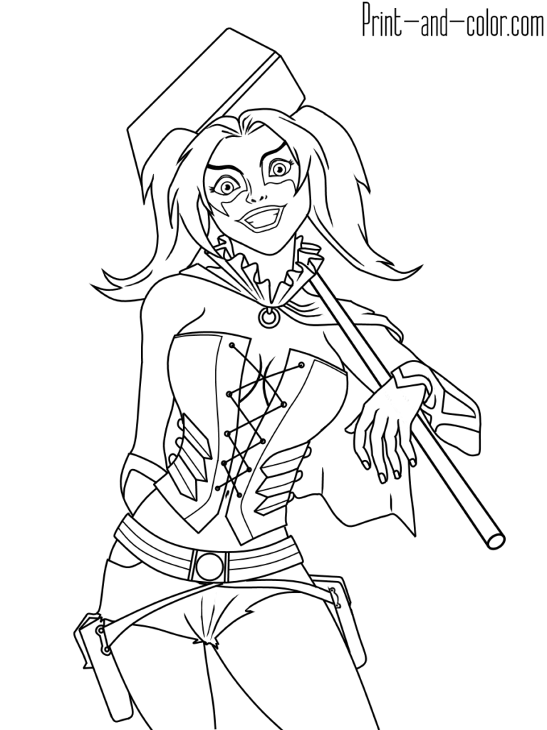 Harley quinn coloring pages print and color harley quinn drawing coloring pages to print bear coloring pages