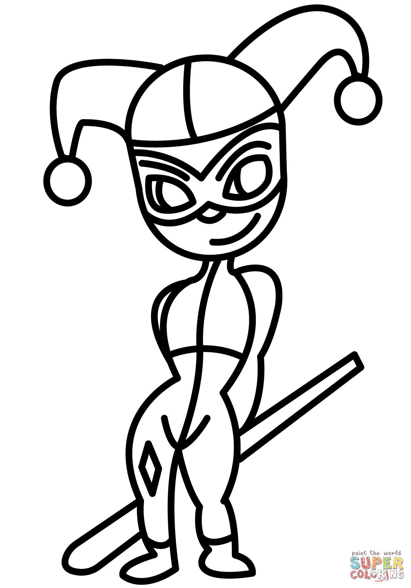 Chibi harley quinn coloring page free printable coloring pages