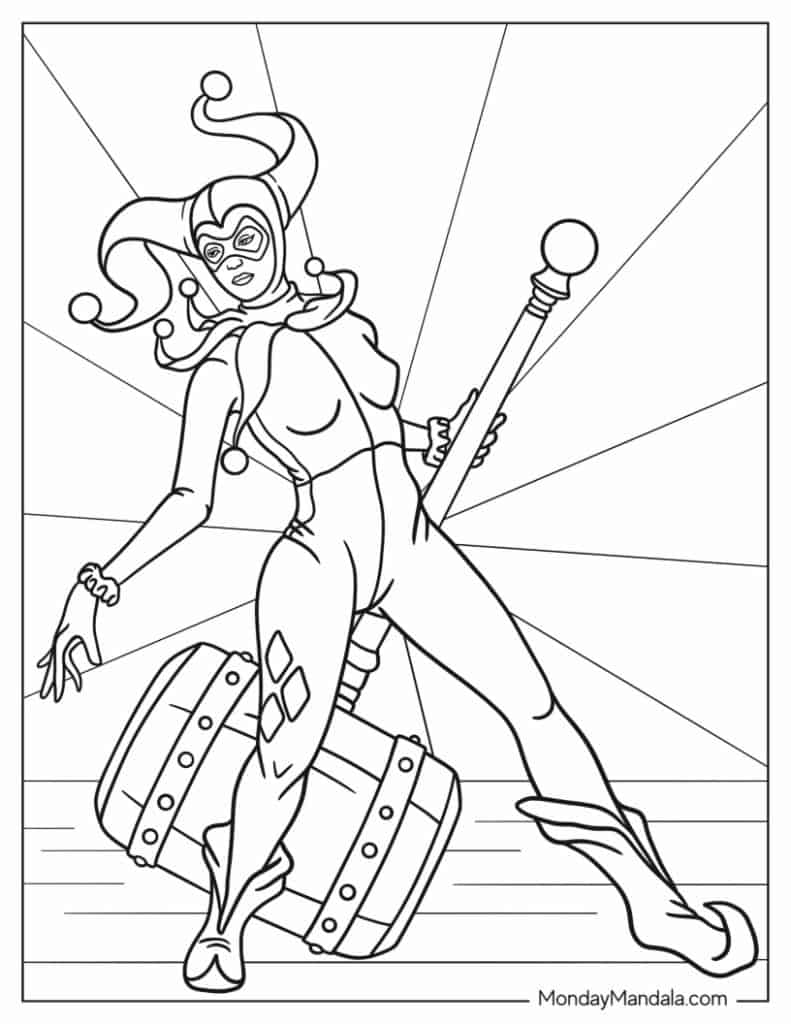 Harley quinn coloring pages free pdf printables