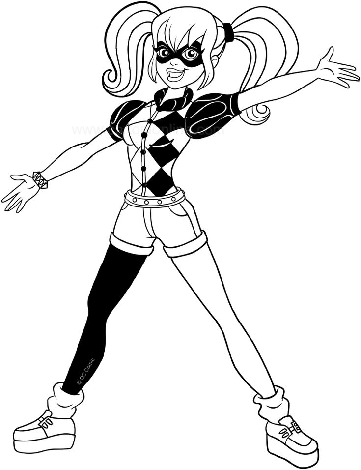 Harley quinn dc superhero girls coloring page superhero coloring superhero coloring pages coloring pages for girls