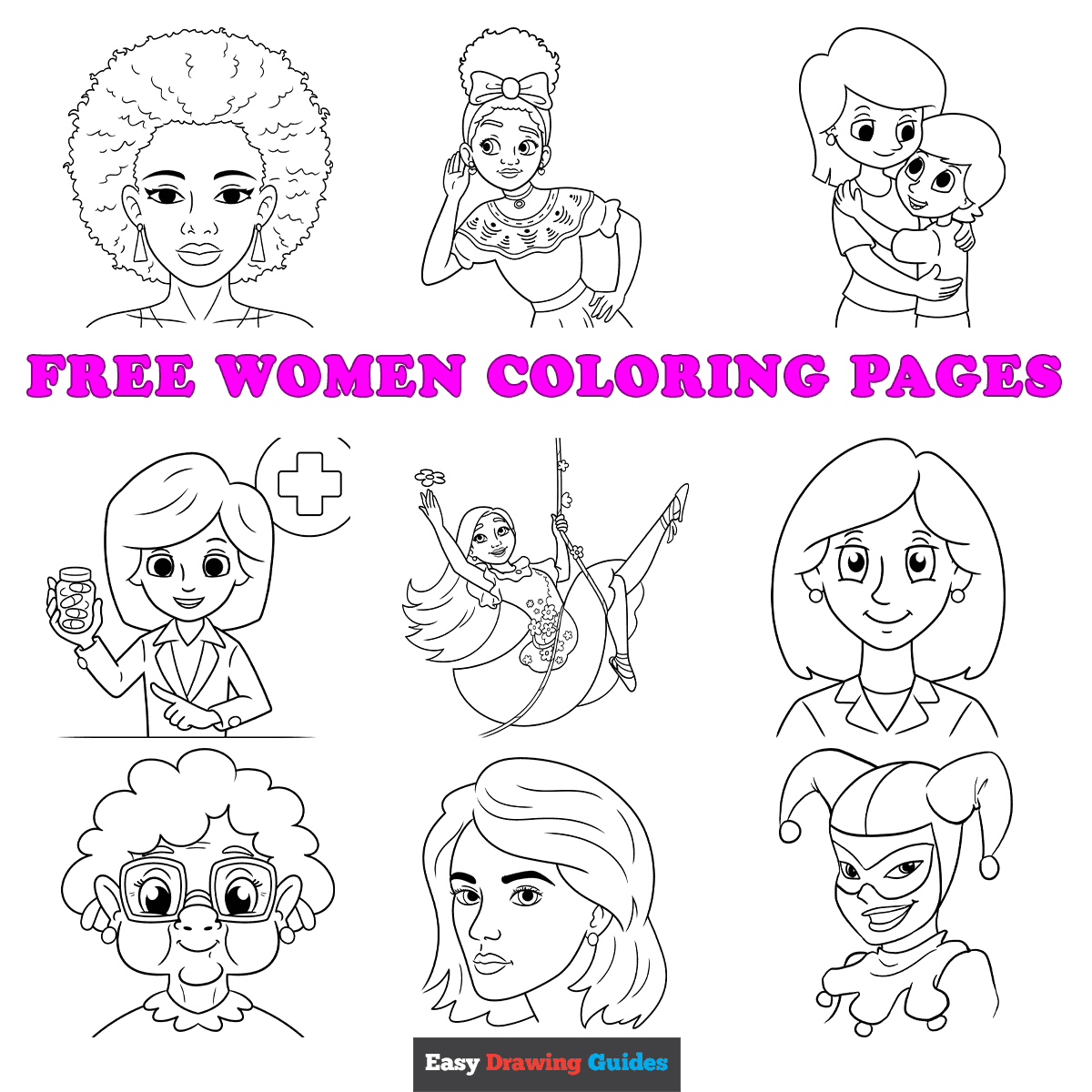 Free printable women coloring pages for kids