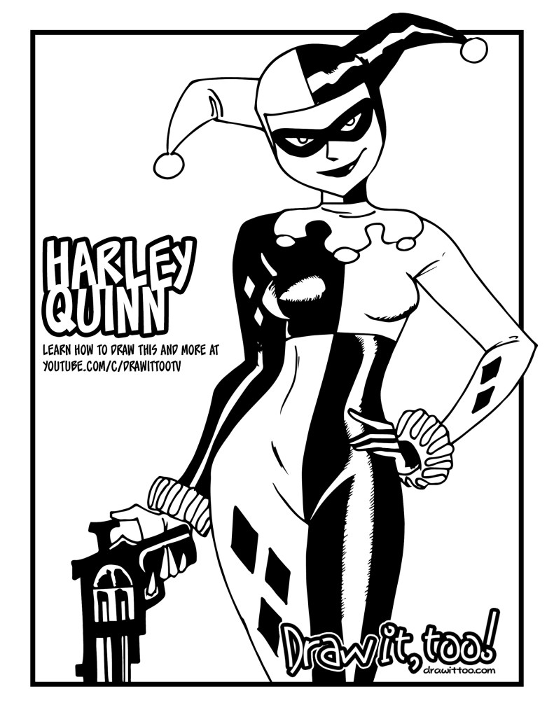 How to draw harley quinn dc animated universe drawing tutorial