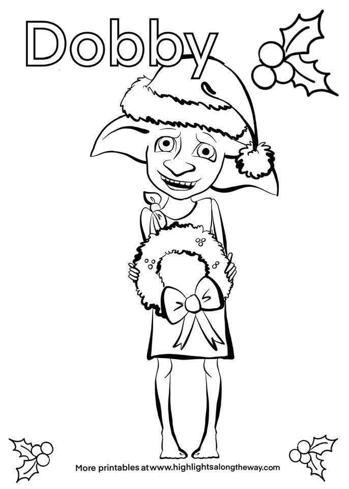 Dobby holiday coloring sheet