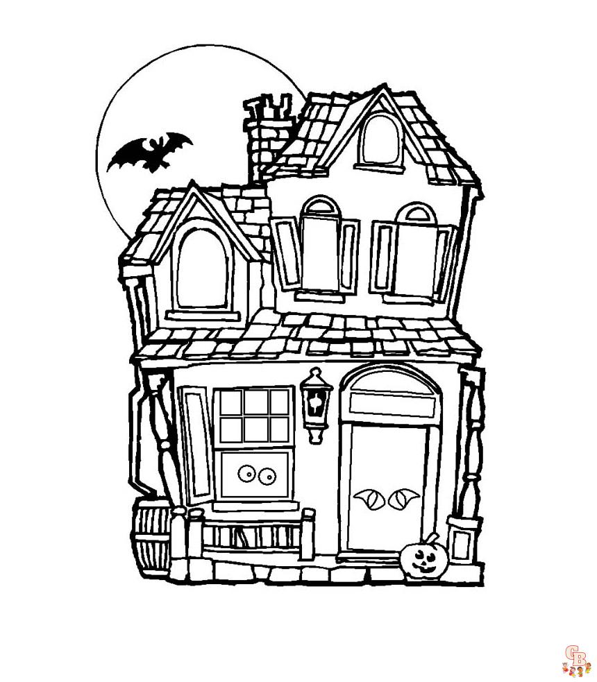 Spooky fun with haunted house coloring pages