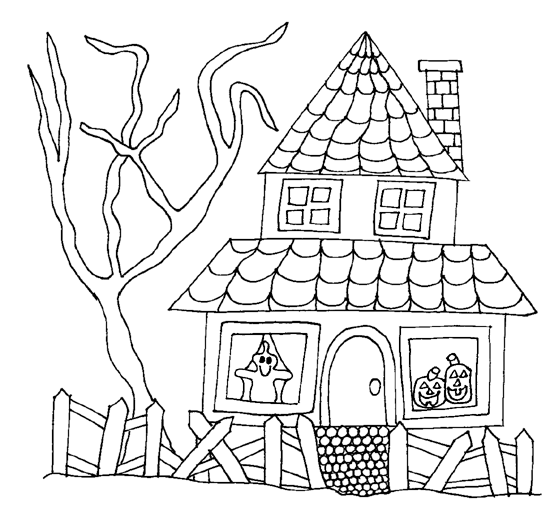 Coloring pages haunted house coloring page