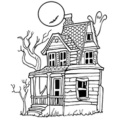 Top free printable haunted house coloring pages online