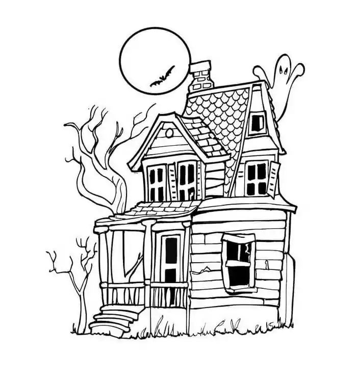 Printable haunted house coloring pages pdf