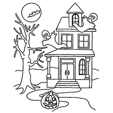 Top free printable haunted house coloring pages online