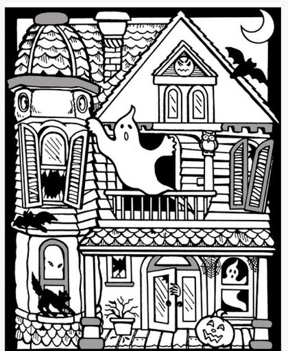 Coloring pages free simple haunted house coloring page