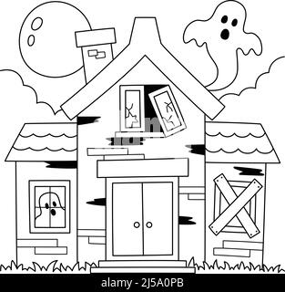 Haunted house halloween coloring page isolated stock vector image art