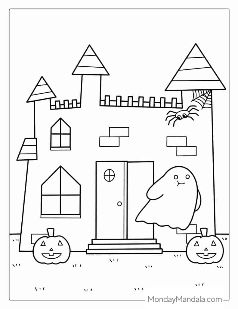 Haunted house coloring pages free pdf printables