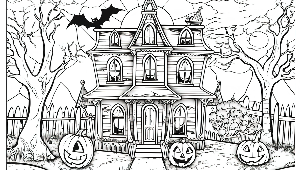 Halloween house coloring pages of a scary mansion background happy halloween coloring picture halloween halloween powerpoint background image and wallpaper for free download