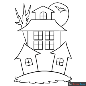 Haunted house coloring page easy drawing guides