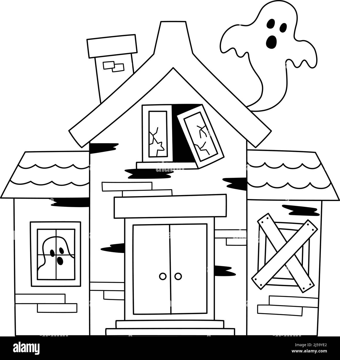 Haunted house halloween coloring page isolated stock vector image art