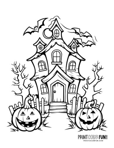Haunted house coloring pages easy craft activities for halloween fun at