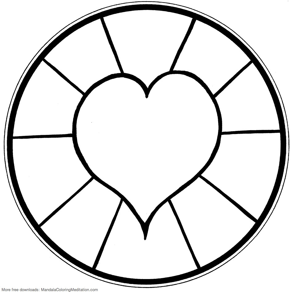 Printable children coloring page heart mandala a variatâ