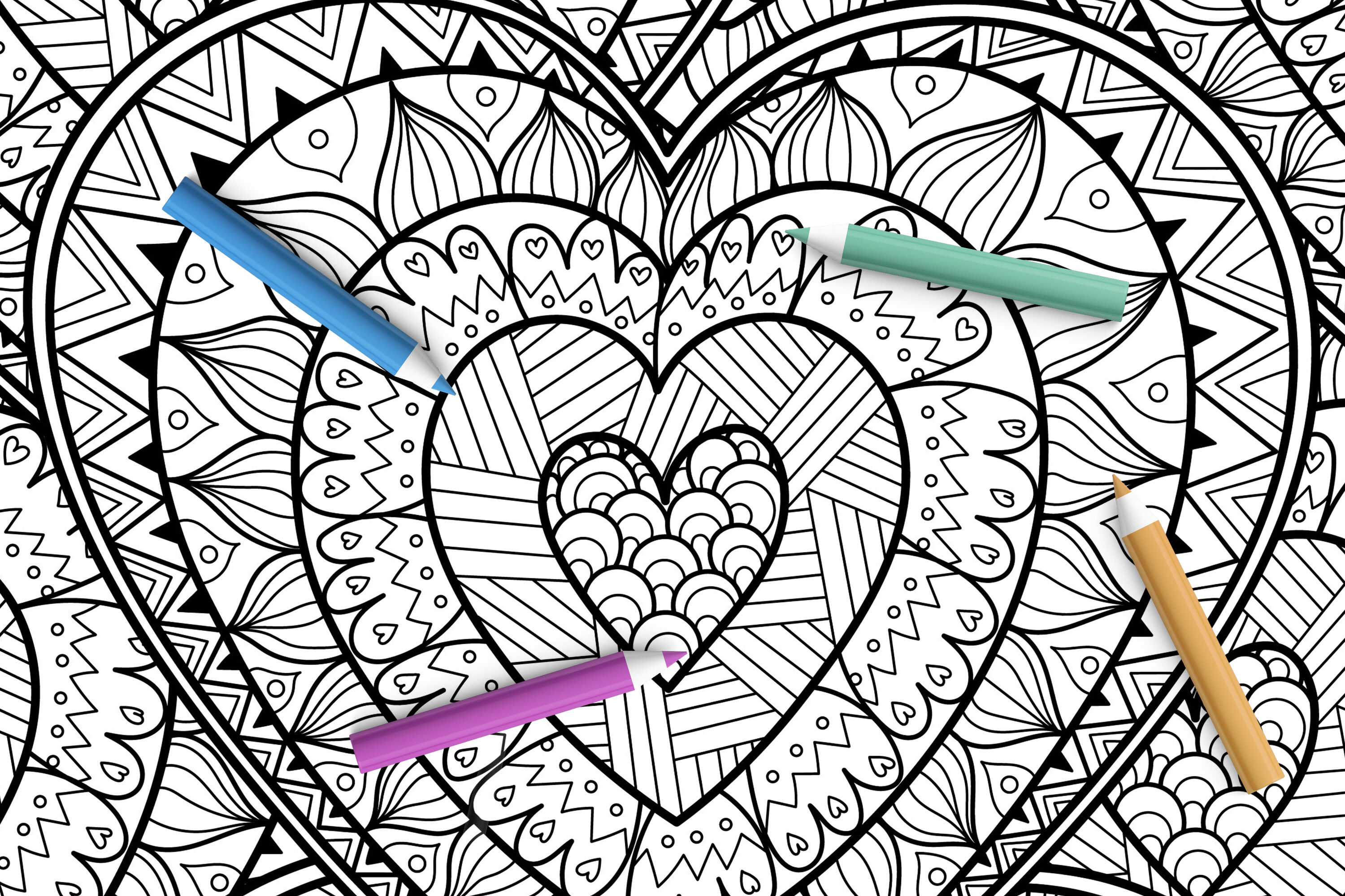 Heart mandalas coloring pages by juliyas art