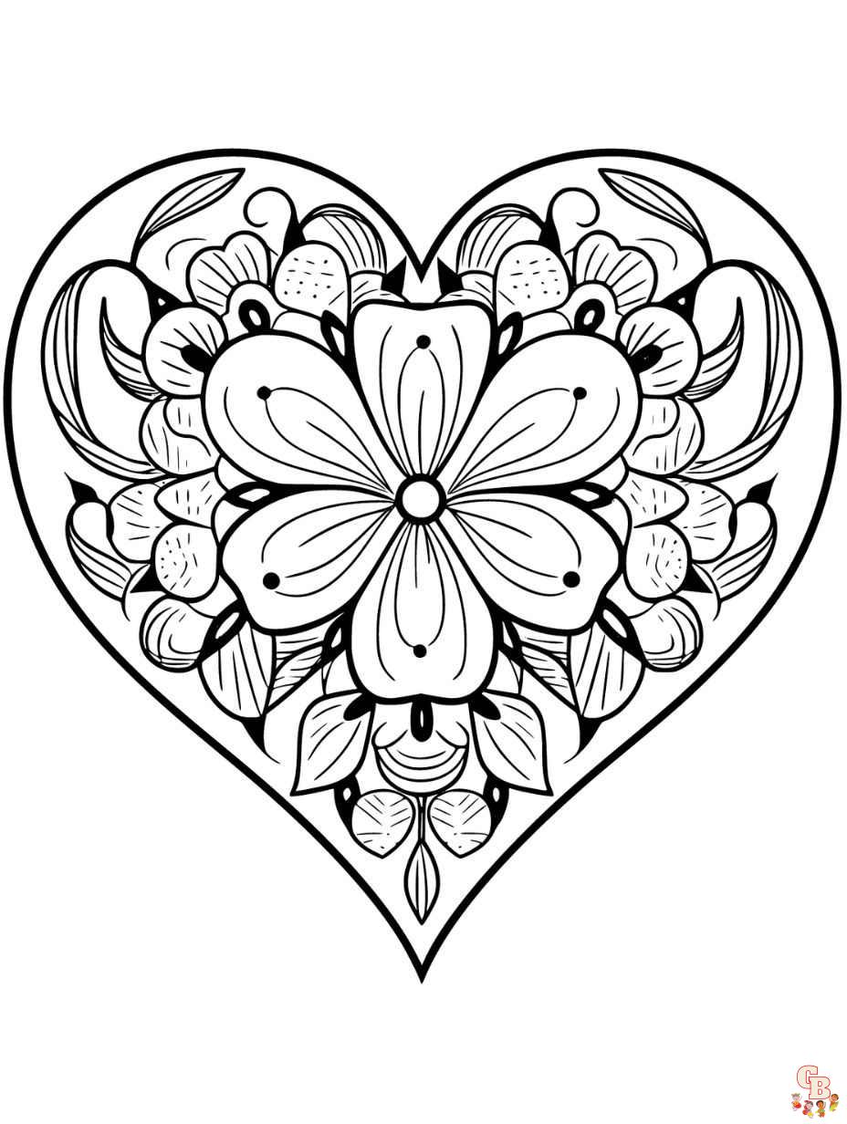 Heart coloring pages for kids