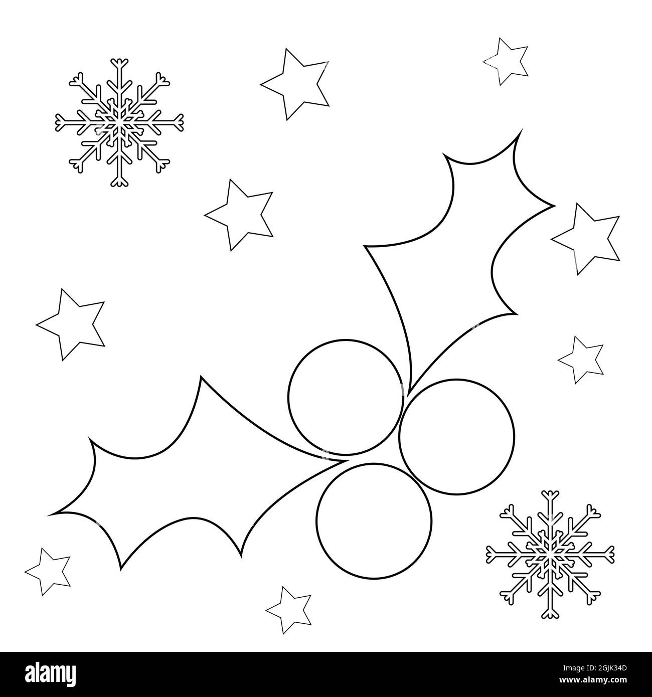 Coloring book page christmas holly berries and leaves simple flat vector illustration on white background outline style stock vector image art