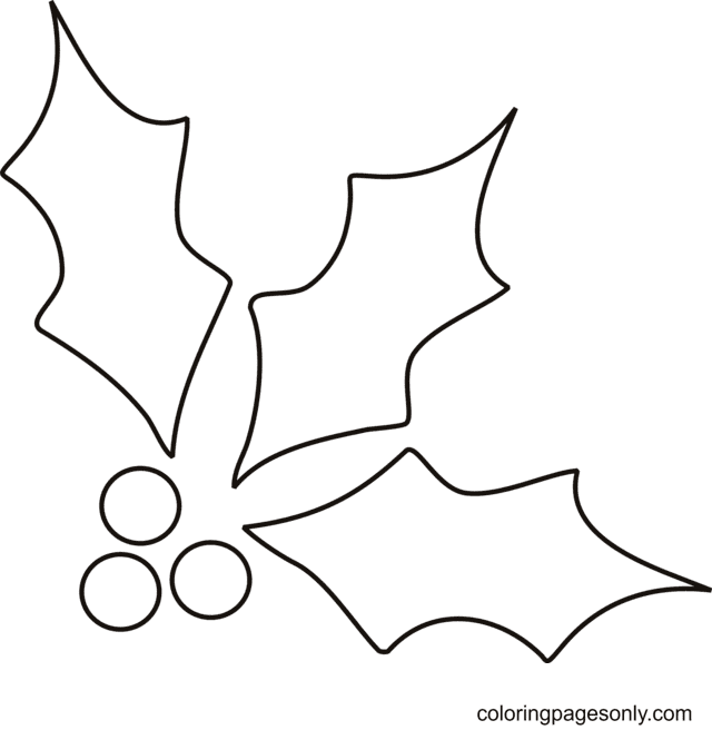 Christmas holly coloring pages printable for free download