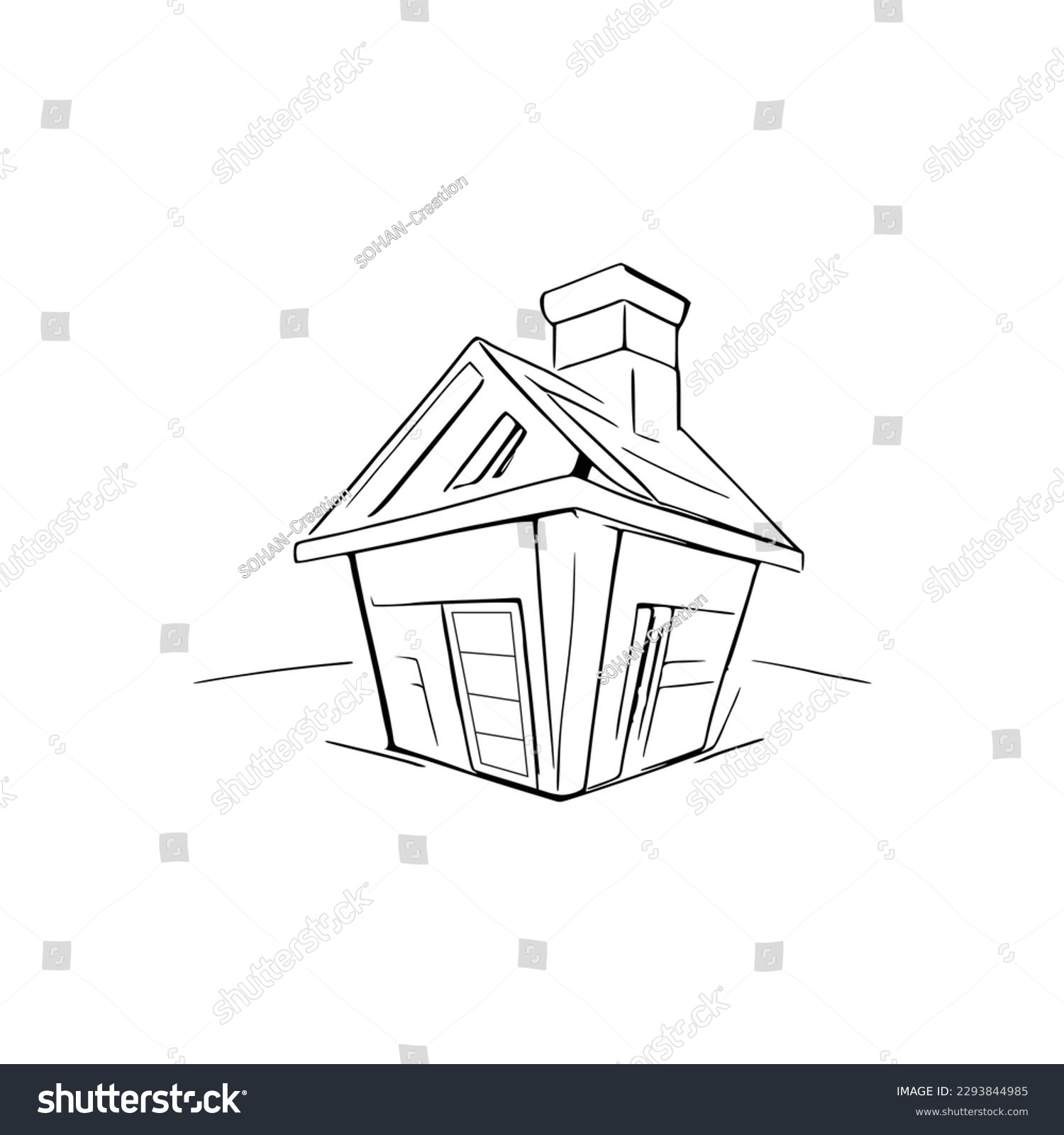 Nice simple house coloring book line stock vector royalty free