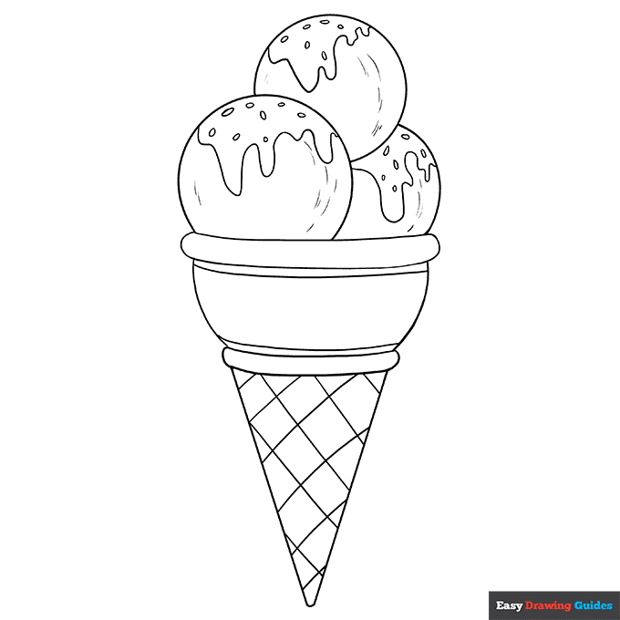 Ice cream coloring page easy drawing guides