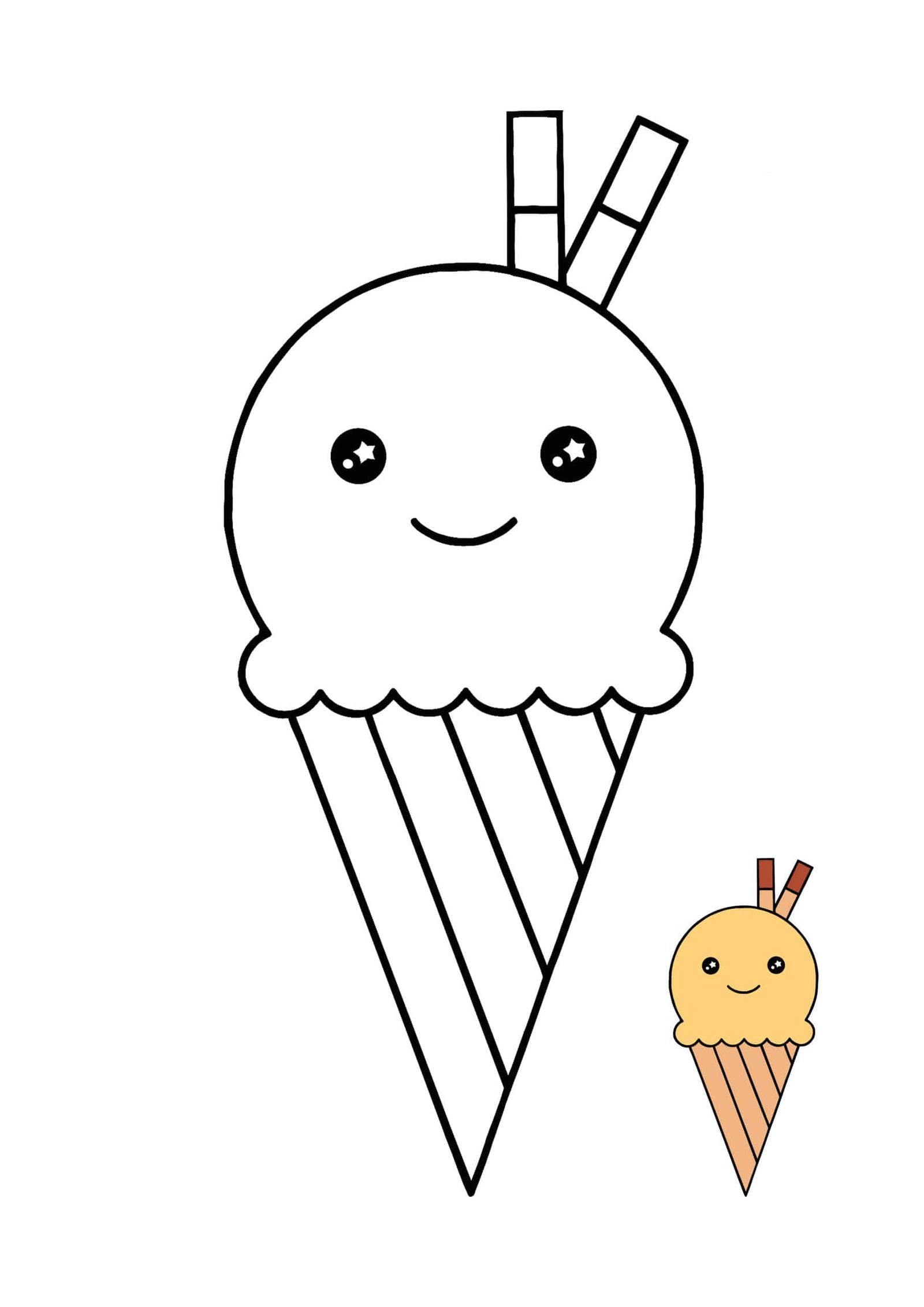 Kawaii ice cream coloring pages