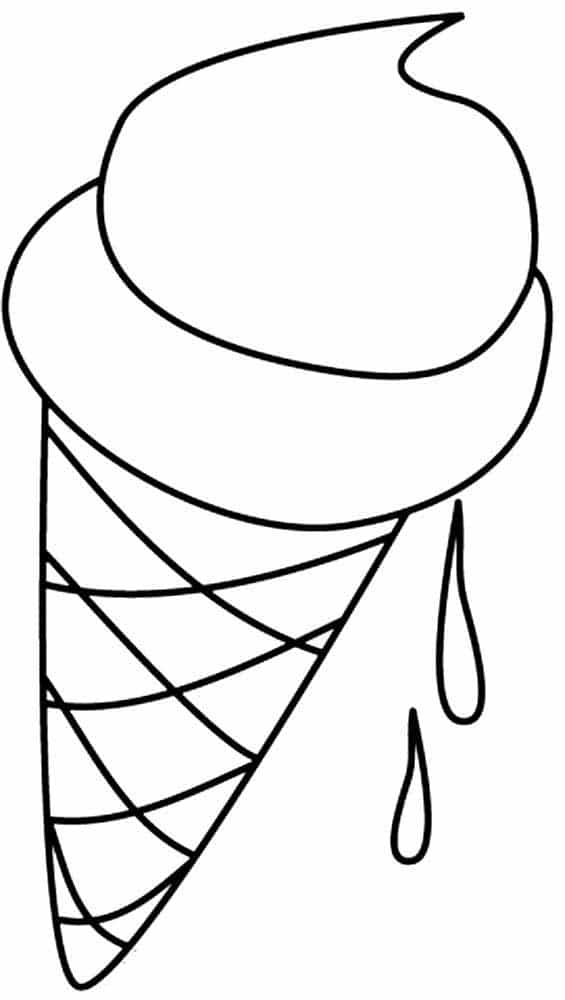 Simple drawing of ice cream coloring page