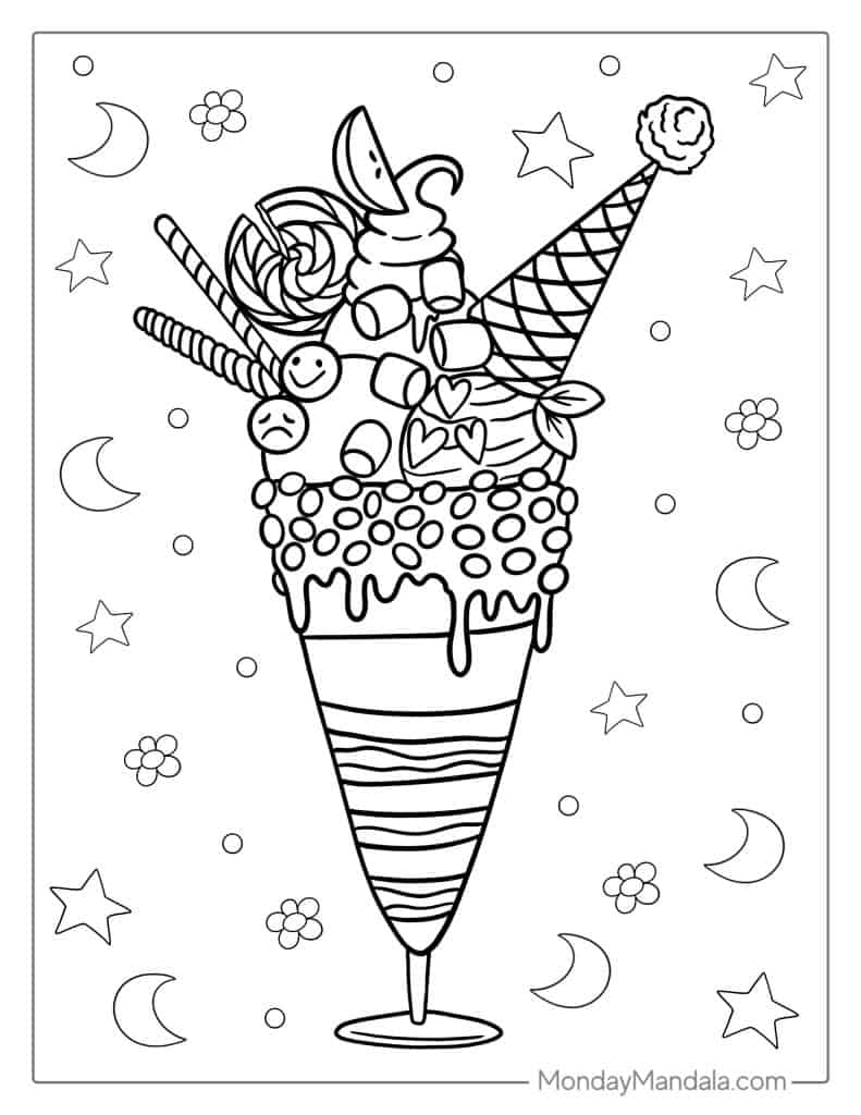 Ice cream coloring pages free pdf printables